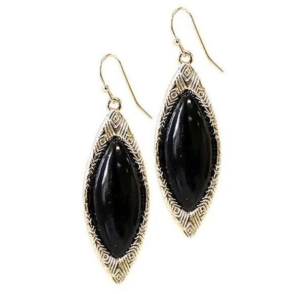 2/$21 Ladies  Black Gold Dangle Earrings - Picture 4 of 10